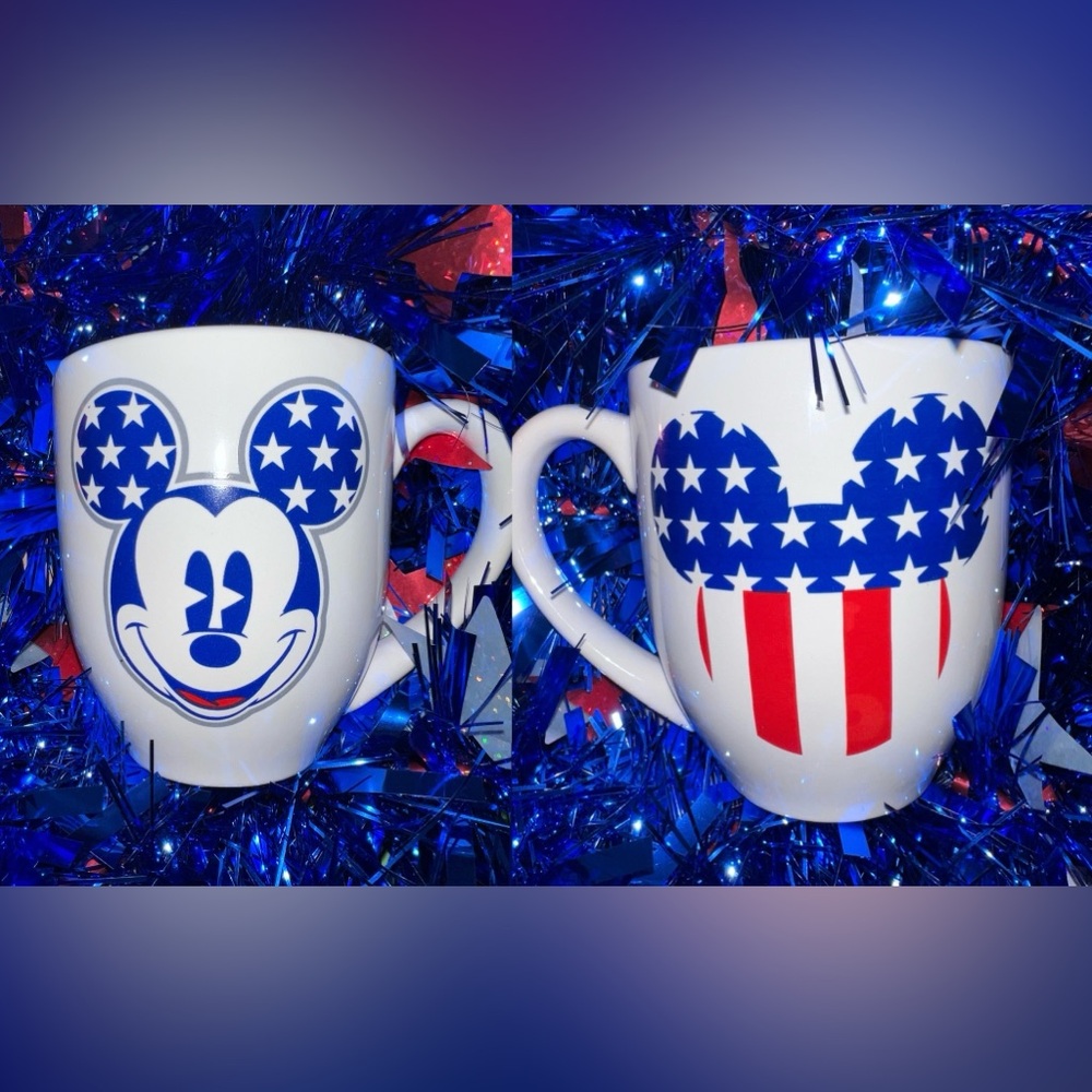Disney Blue and White Ceramic Mugs, Fourth of July Mickey Mouse Patrioti…